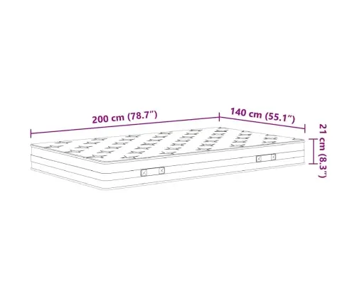 Bonnell Atsperu Matracis, Medium, 140X200 Cm Vidaxl