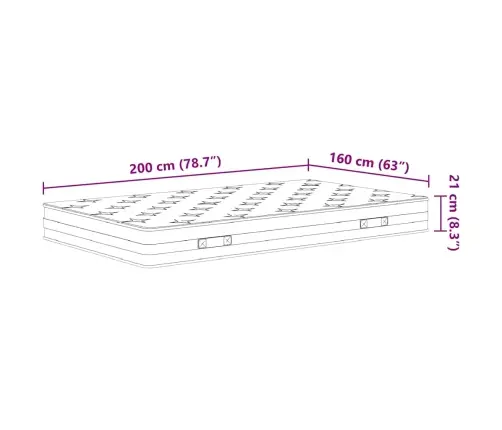 Bonnell Tipo Spyruoklių Čiužinys, 160X200cm Vidutinio Kietumo