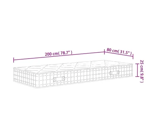 Atsperu Matracis, Medium Firm, 80X200 Cm Vidaxl