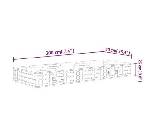 Vedrutaskutega Madrats, Keskmine Kõvadus, 90 X 200 Cm
