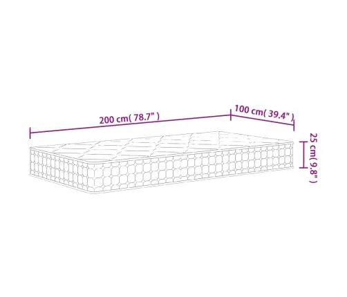 Atsperu Matracis, Medium Firm, 100X200 Cm Vidaxl