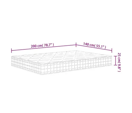 Atsperu Matracis, Medium Firm, 140X200 Cm Vidaxl