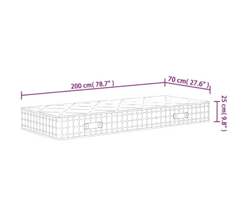 Atsperu Matracis, Medium Firm, 70X200 Cm Vidaxl