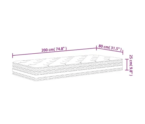 Kišeninių Spyruoklių Čiužinys, 80X200cm Vidutinio Kietumo