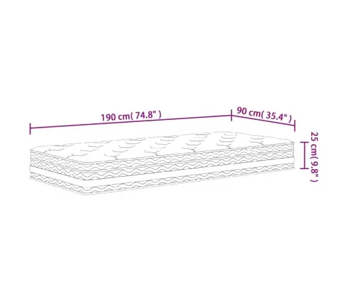 Atsperu Matracis, Medium, 90X190 Cm Vidaxl