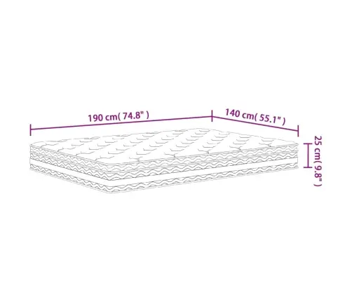 Atsperu Matracis, Medium, 140X190 Cm Vidaxl Atsperu Matracis, Medium, 140X190 Cm Vidaxl