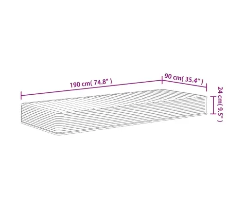 Poroloninis Čiužinys, 90X190cm Vidutinio Minkštumo, Vienvietis