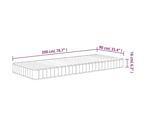Putu Matracis, Medium Soft, 90X200 Cm Vidaxl