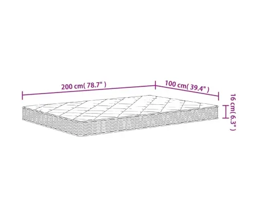 Putu Matracis, Medium Soft, 100X200 Cm Vidaxl