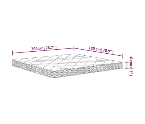Putu Matracis, Medium Soft, 180X200 Cm Vidaxl