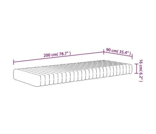 Putu Matracis, Medium Soft, 90X200 Cm Vidaxl