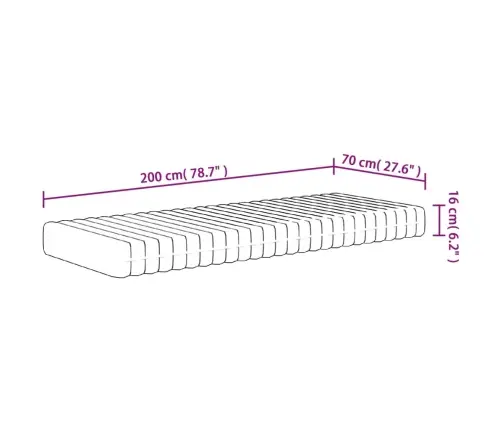 Poroloninis Čiužinys, 70X200cm Vidutinio Minkštumo
