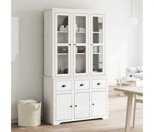 Augstais Skapis Bodo, 115,5X43X200,5 Cm, Priedes Koks, Balts Vidaxl