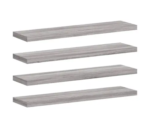 Sienas Plaukti, 4 Gab., Pelēki, 40X10X1,5 Cm, Inženierijas Koks Vidaxl
