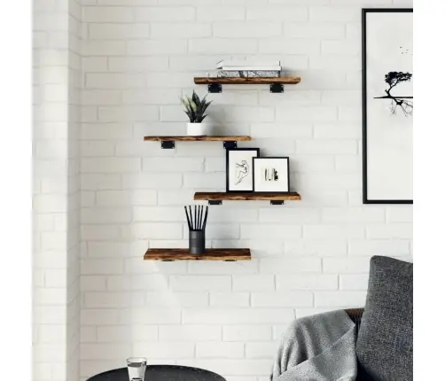 Sienas Plaukti, 4 Gab., 40X20X1,5 Cm, Inženierijas Koks Vidaxl