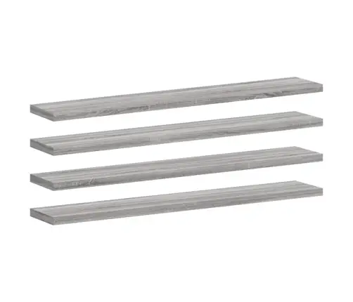 Sienas Plaukti, 4 Gab., Pelēki, 60X10X1,5 Cm, Inženierijas Koks Vidaxl