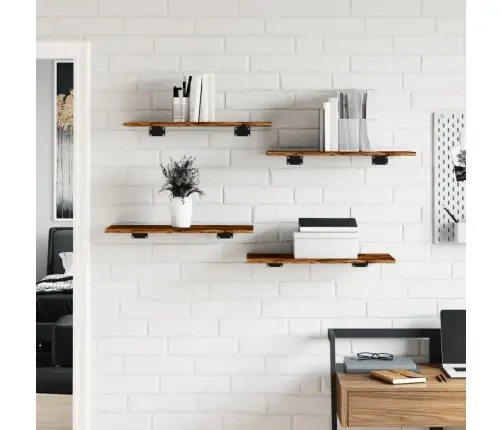 Sienas Plaukti, 4 Gab., Koka, 60X30X1,5 Cm, Inženierijas Koks Vidaxl