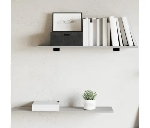 Sienas Plaukti, 4 Gab., Pelēki, 80X20X1,5 Cm, Inženierijas Koks Vidaxl