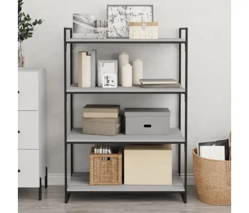 Sienas Plaukti, 4 Gab., Pelēki, 80X40X1,5 Cm, Inženierijas Koks Vidaxl