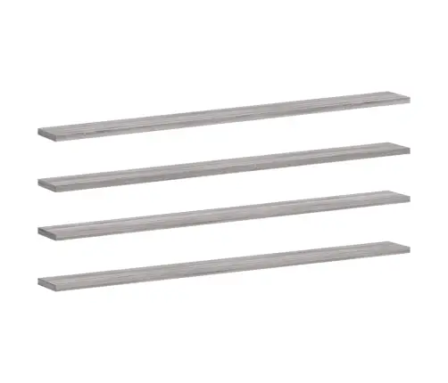 Sienas Plaukti, 4 Gb., Pelēki, 100X10X1,5 Cm, Inženierijas Koks Vidaxl