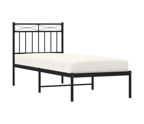 Metalinis Lovos Rėmas Su Galvūgaliu, Juodos Spalvos, 75X190Cm