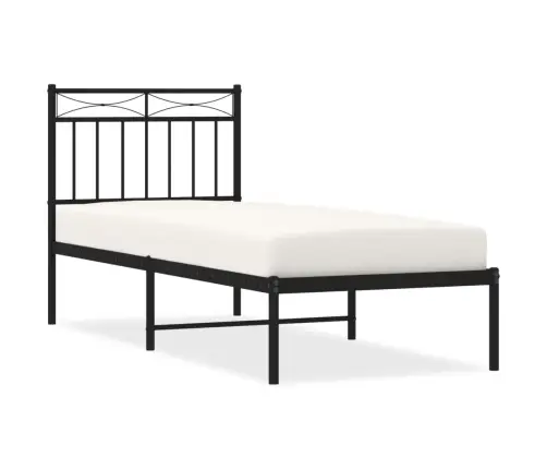 Gultas Rāmis Ar Galvgali, Melns Metāls, 80X200 Cm Vidaxl