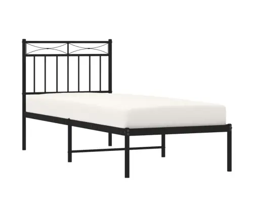 Gultas Rāmis Ar Galvgali, Melns Metāls, 80X200 Cm Vidaxl