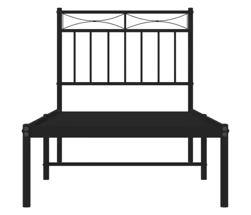 Gultas Rāmis Ar Galvgali, Melns Metāls, 80X200 Cm Vidaxl