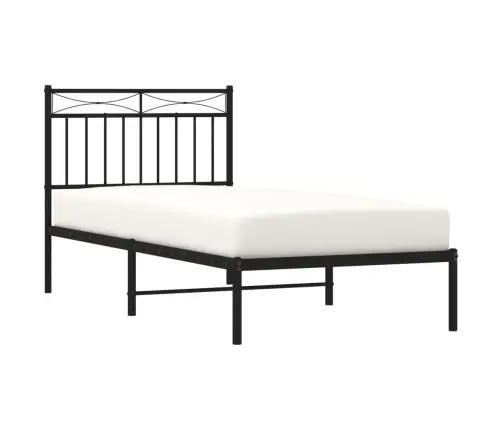 Gultas Rāmis Ar Galvgali, Melns Metāls, 90X190 Cm Vidaxl