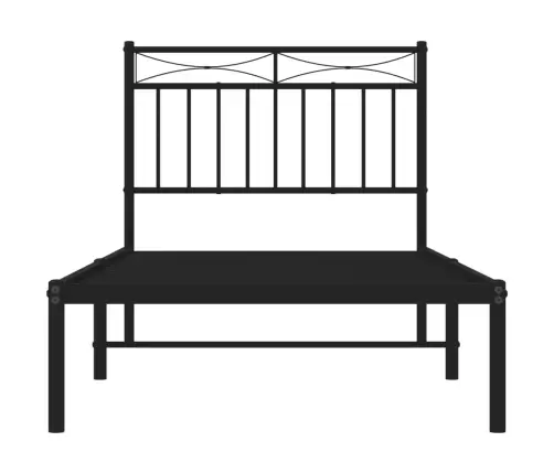 Gultas Rāmis Ar Galvgali, Melns Metāls, 90X190 Cm Vidaxl