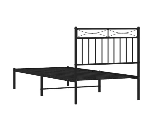 Gultas Rāmis Ar Galvgali, Melns Metāls, 90X190 Cm Vidaxl