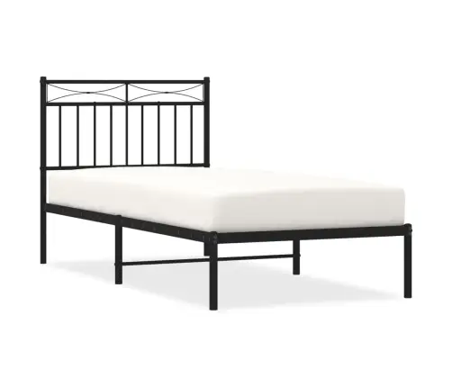 Gultas Rāmis Ar Galvgali, Melns Metāls, 90X200 Cm Vidaxl