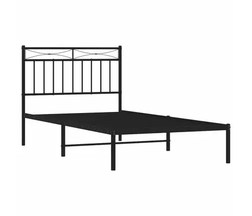 Gultas Rāmis Ar Galvgali, Melns Metāls, 100X190 Cm Vidaxl