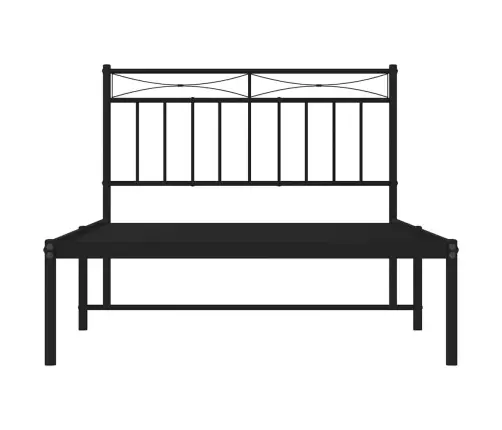 Gultas Rāmis Ar Galvgali, Melns Metāls, 100X200 Cm Vidaxl