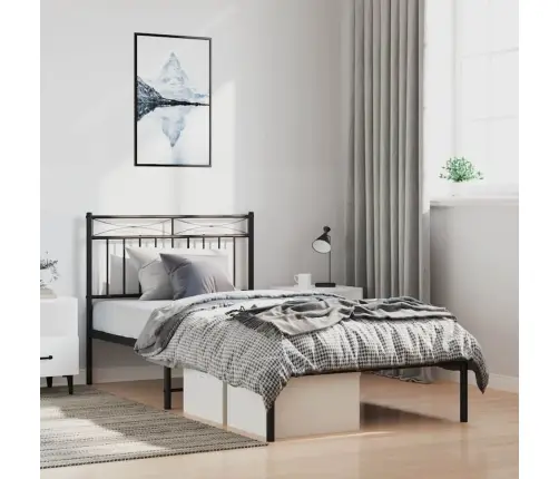 Gultas Rāmis Ar Galvgali, Melns Metāls, 100X200 Cm Vidaxl