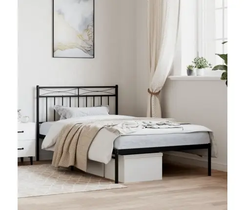 Metalinis Lovos Rėmas Su Galvūgaliu, Juodos Spalvos, 107X203Cm