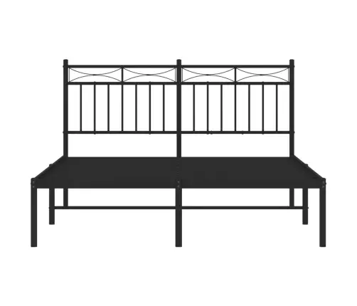 Gultas Rāmis Ar Galvgali, Melns Metāls, 140X190 Cm Vidaxl