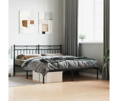 Metalinis Lovos Rėmas Su Galvūgaliu, Juodos Spalvos, 160X200Cm