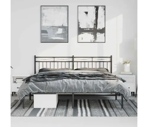 Metalinis Lovos Rėmas Su Galvūgaliu, Juodos Spalvos, 193X203Cm