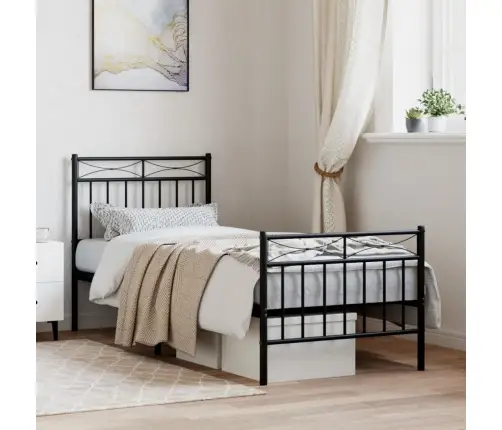 Lovos Rėmas Su Galvūgaliu/Kojūgaliu, Juodas, 80X200cm Metalas