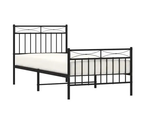 Gultas Rāmis Ar Galvgali Un Kājgali, Melns Metāls, 90X200 Cm Vidaxl