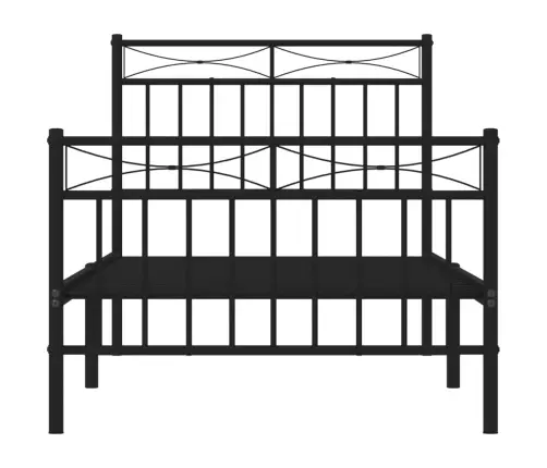 Gultas Rāmis Ar Galvgali Un Kājgali, Melns Metāls, 90X200 Cm Vidaxl