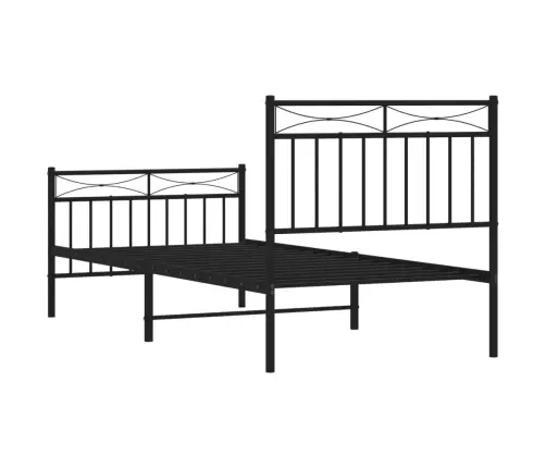 Gultas Rāmis Ar Galvgali Un Kājgali, Melns Metāls, 90X200 Cm Vidaxl