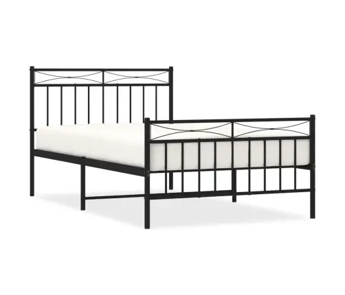 Gultas Rāmis Ar Galvgali Un Kājgali, Melns Metāls, 107X203 Cm Vidaxl