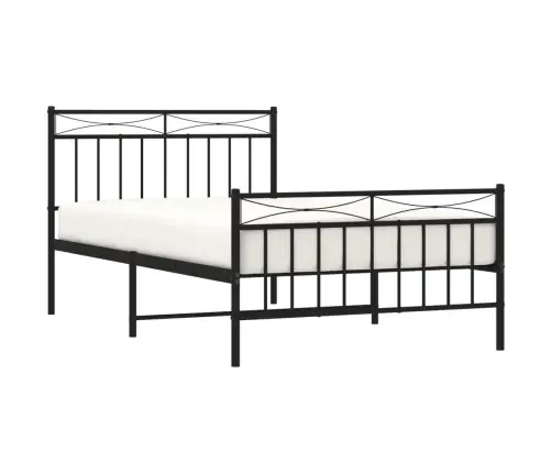 Gultas Rāmis Ar Galvgali Un Kājgali, Melns Metāls, 107X203 Cm Vidaxl