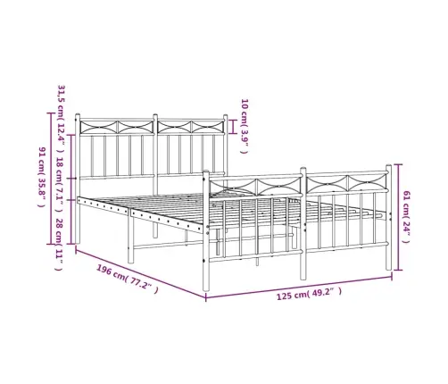 Lovos Rėmas Su Galvūgaliu/Kojūgaliu, Juodas, 120X190cm Metalas