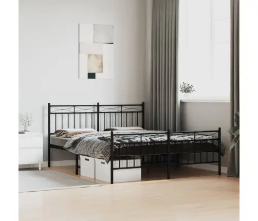 Metāla Gultas Rāmis Bez Matrača, Ar Kājgali, Melns, 160X200 Cm Vidaxl