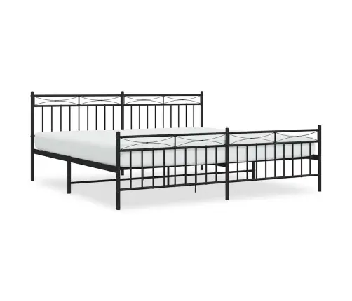 Gultas Rāmis Ar Galvgali Un Kājgali, Melns Metāls, 193X203 Cm Vidaxl