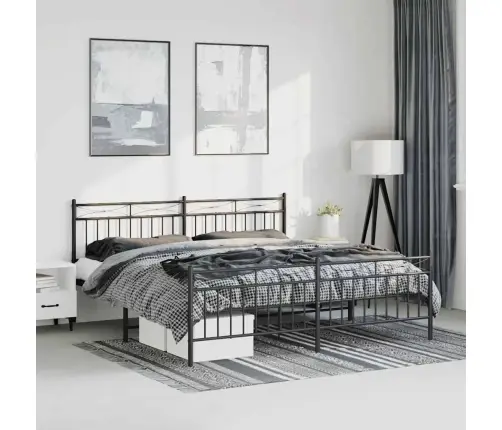 Gultas Rāmis Ar Galvgali Un Kājgali, Melns Metāls, 193X203 Cm Vidaxl