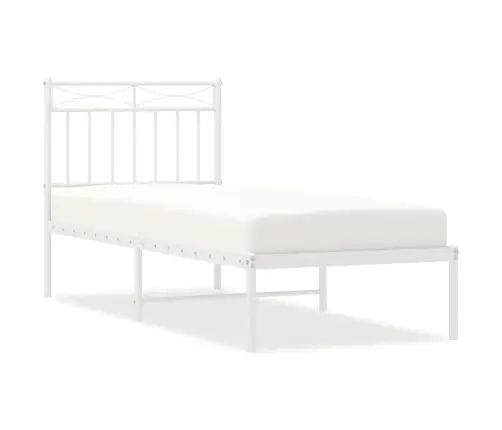 Gultas Rāmis Bez Matrača, Ar Galvgali, Balts Metāls, 75X190 Cm Vidaxl